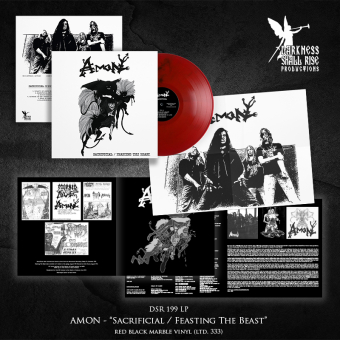 AMON Sacrificial / Feasting The Beast LP RED BLACK MARBLE , PRE-ORDER [VINYL 12"]